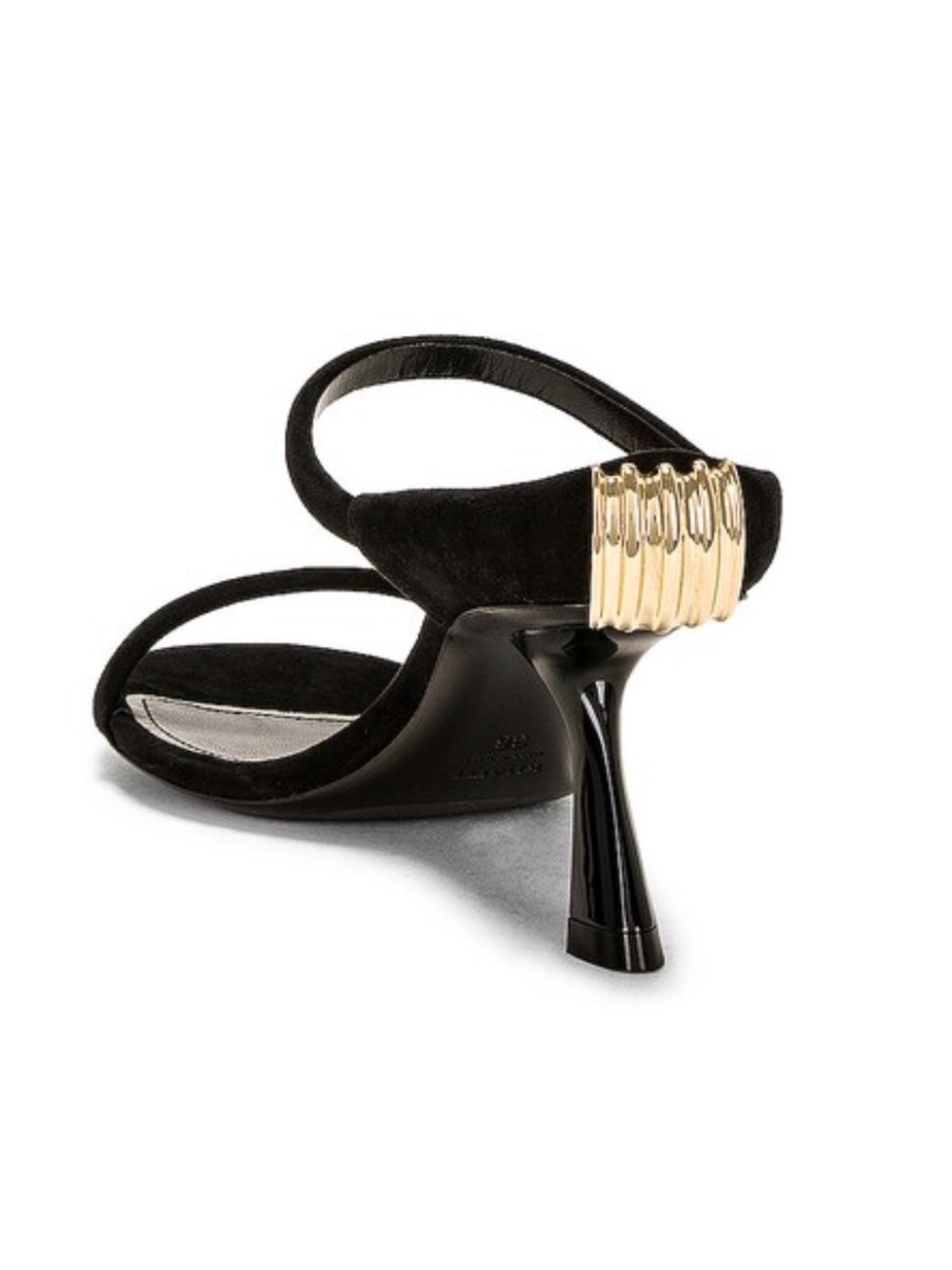 KHAITE Seigel Suede Black Gold Strappy Sandals - Picture 2 of 5